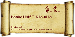 Hambalkó Klaudia névjegykártya