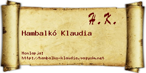 Hambalkó Klaudia névjegykártya